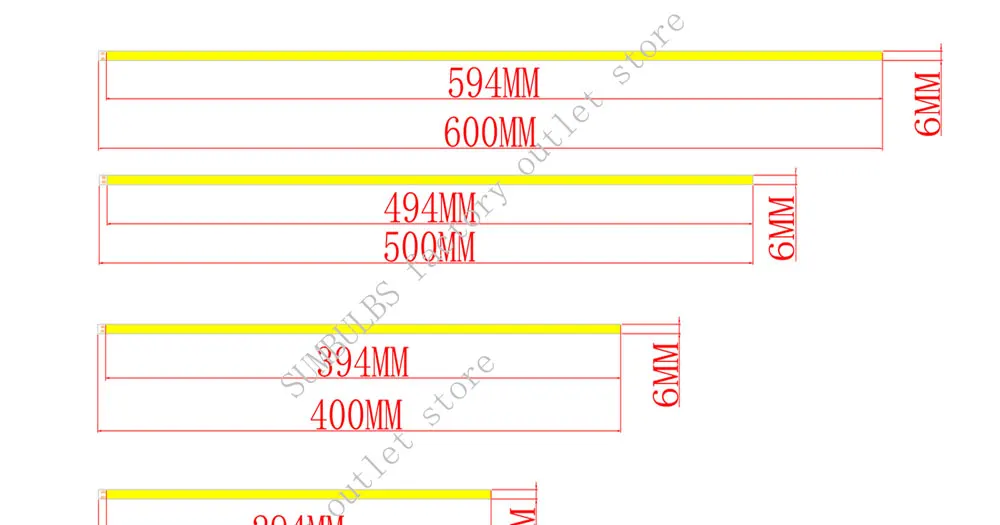 10 teile/los Sumbulbs 300x6mm 400x6mm 600x6mm Lange COB Streifen LED Licht bar 20W 17W 14W DC12-14V Flexible 60cm 40cm 30cm COB Lampe – Detail 4