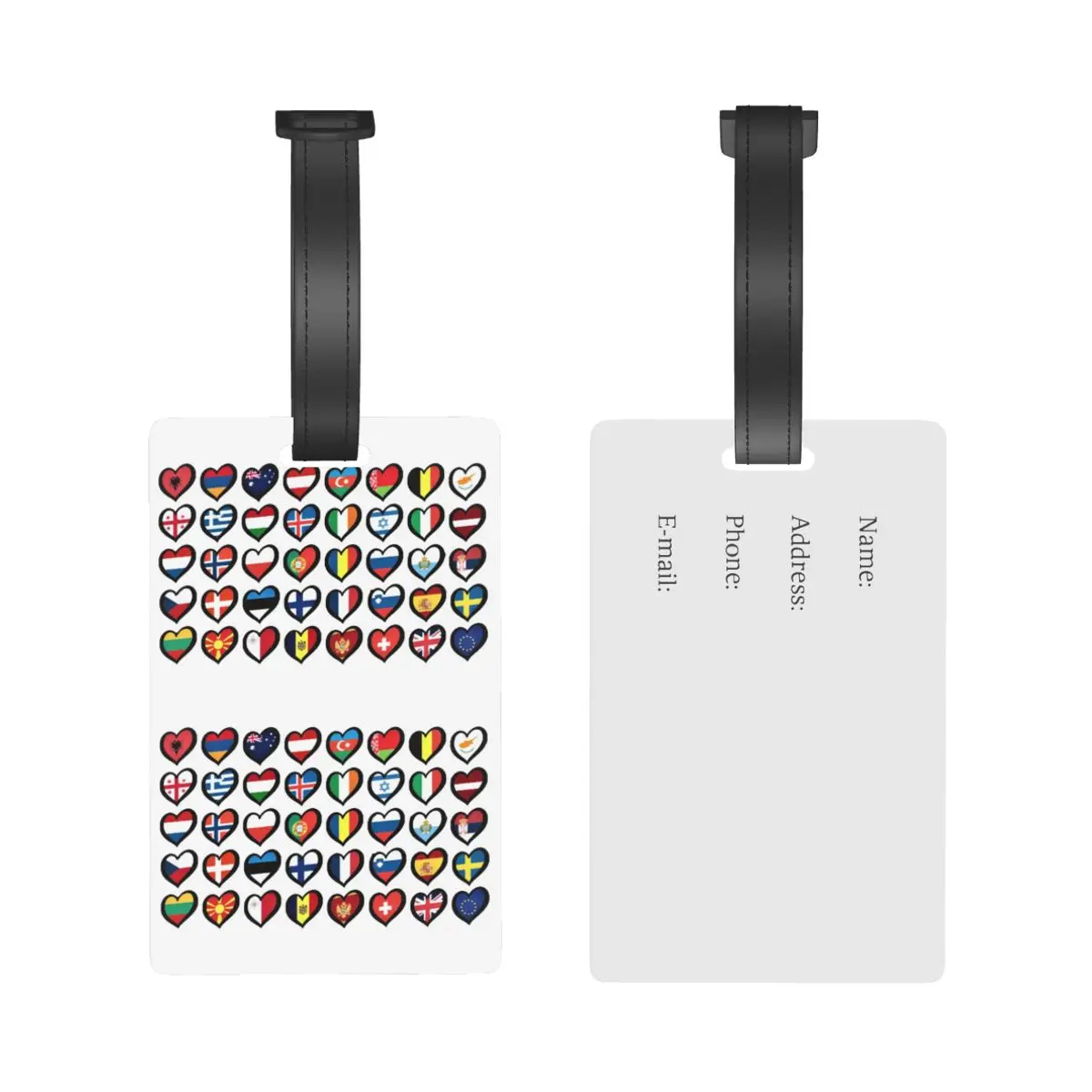 Eurovision Song Contest Flags Hearts Luggage Tags Suitcase Accessories Travel Baggage Boarding Tag Portable Label Holder ID