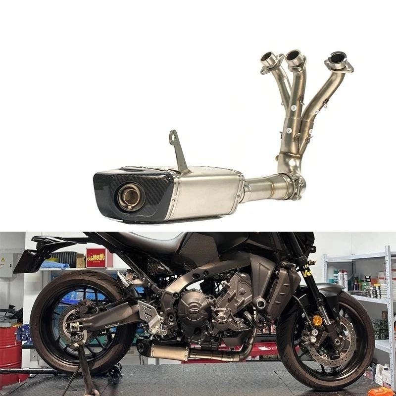 

2021+ Motorcycle Full Exhaust System 2024 2025 MT09 FZ09 MT-09 Exhaust Muffler Link Pipe Moto Escape Two Sensor