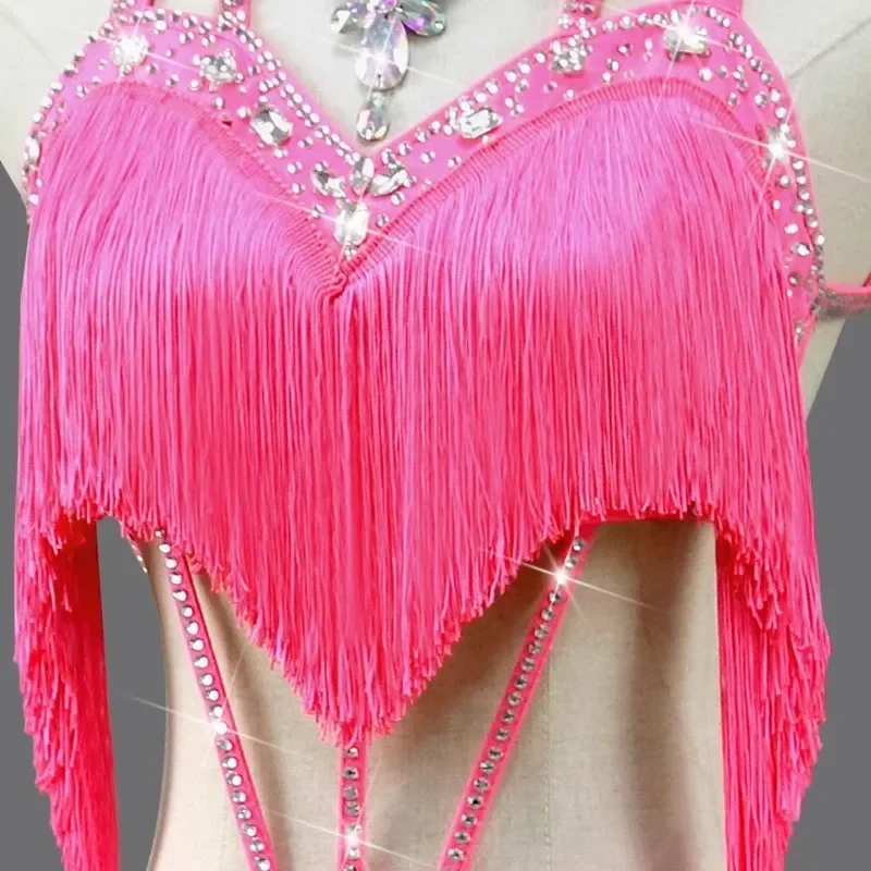 Red Latin Dance Dress Costume Women Stage Outfit Party Top Performance Clothes Shirt for Prom Girl Sport Competition Samba Suit