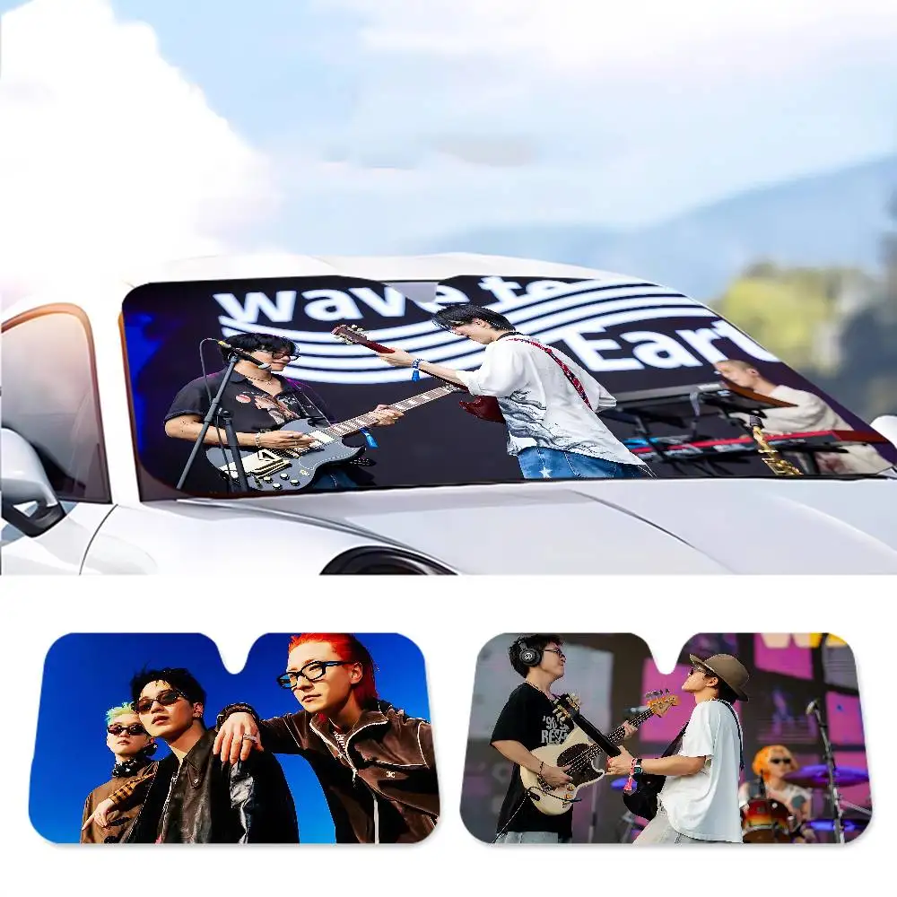 

W-Wave To Earth Car Sunshade Front Sunscreen Heat Insulation Cooling Aluminum Summer Car With Cartoon Glass Cover