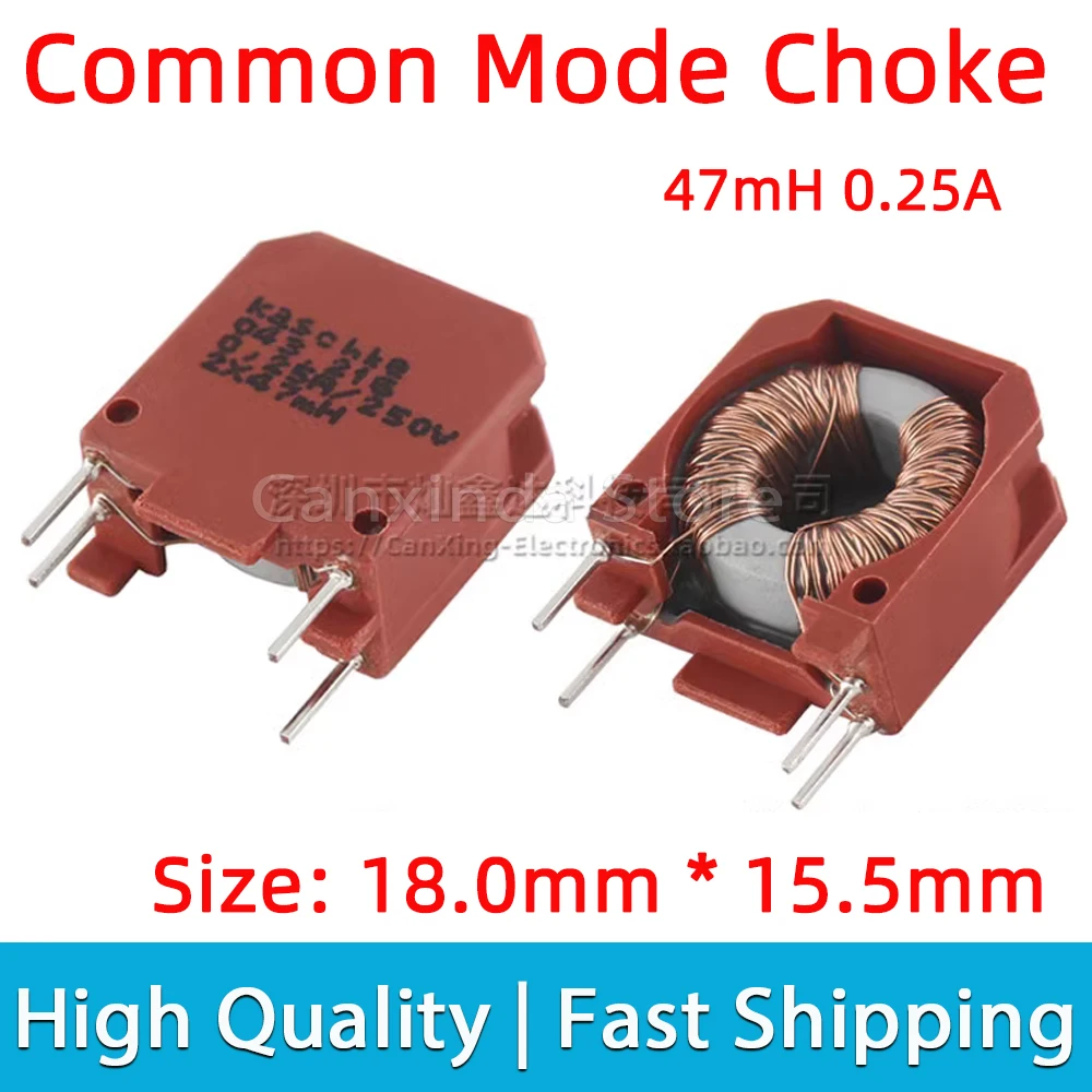 

2pcs Common Mode Choke Coil Power Inductor Magnetic Ring Filter Inductance 47mH 0.25A Switching Power Supply 250VAC