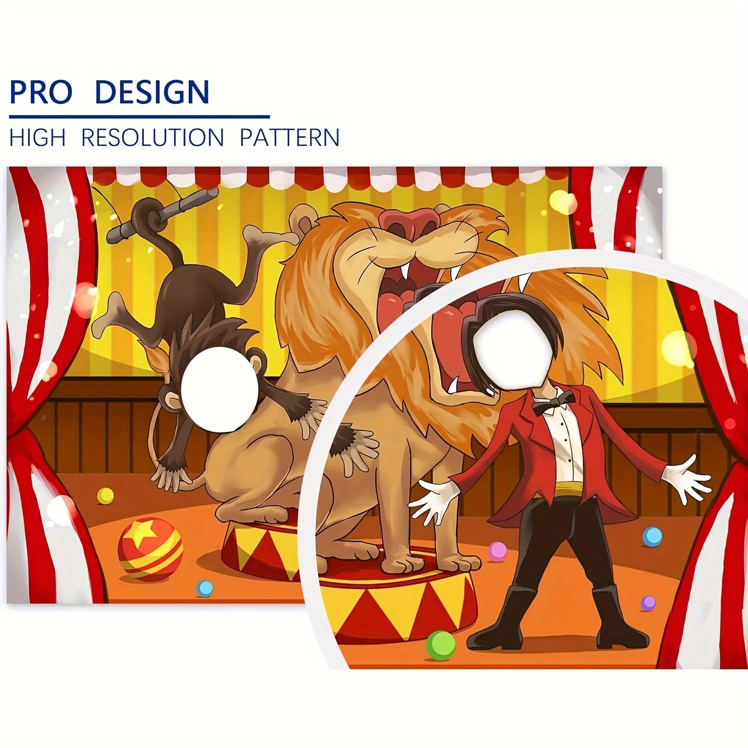 1PC 1.5 * 1M Circus Theme Lion and Monkey Party Decoration Fun Showcase Photo Vinyl Background Cloth