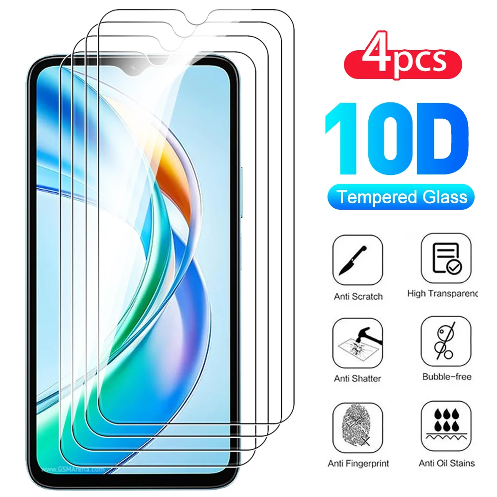 4PCS HD Tempered Glass Case For Honor X5b Plus Screen Protector Protective Glass For Honor 90 Lite X8b X6b X7c X5bPlus 5G Films