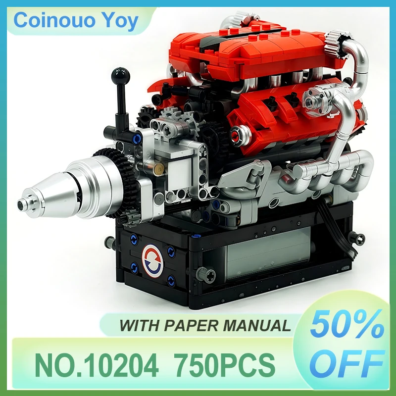 

Mold King 10204 Технический автомобиль с двигателем, игрушка, новый моторный спортивный автомобиль FE V8, стол с двигателем Orn, строительный блок, кирпич, детский рождественский подарок