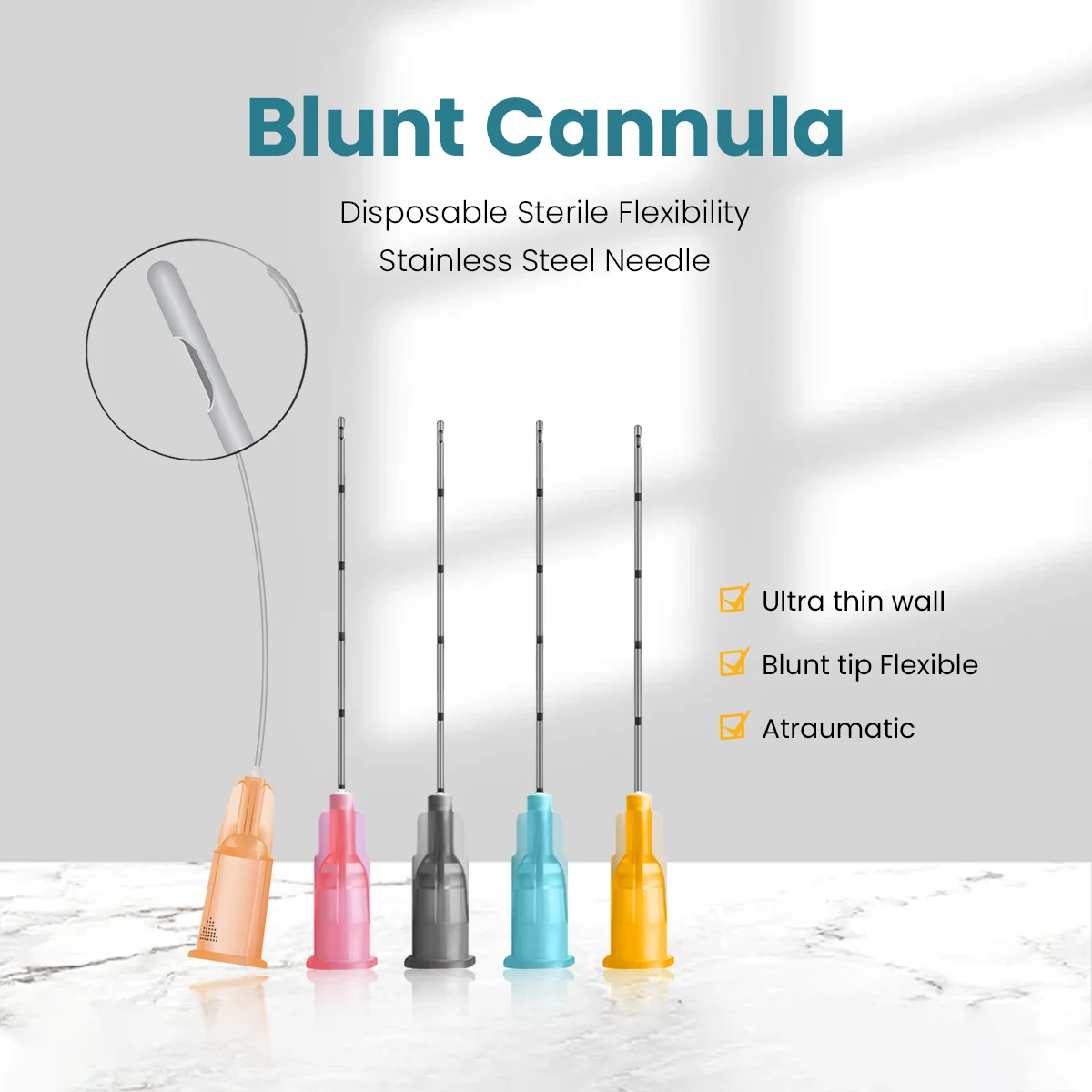 10-100PCS เกาหลียืดหยุ่นสูง Blunt Cannula 18G 22G 23G 25G 27G 30G แยกแพคเกจ Micro Tip Blunt Cannula