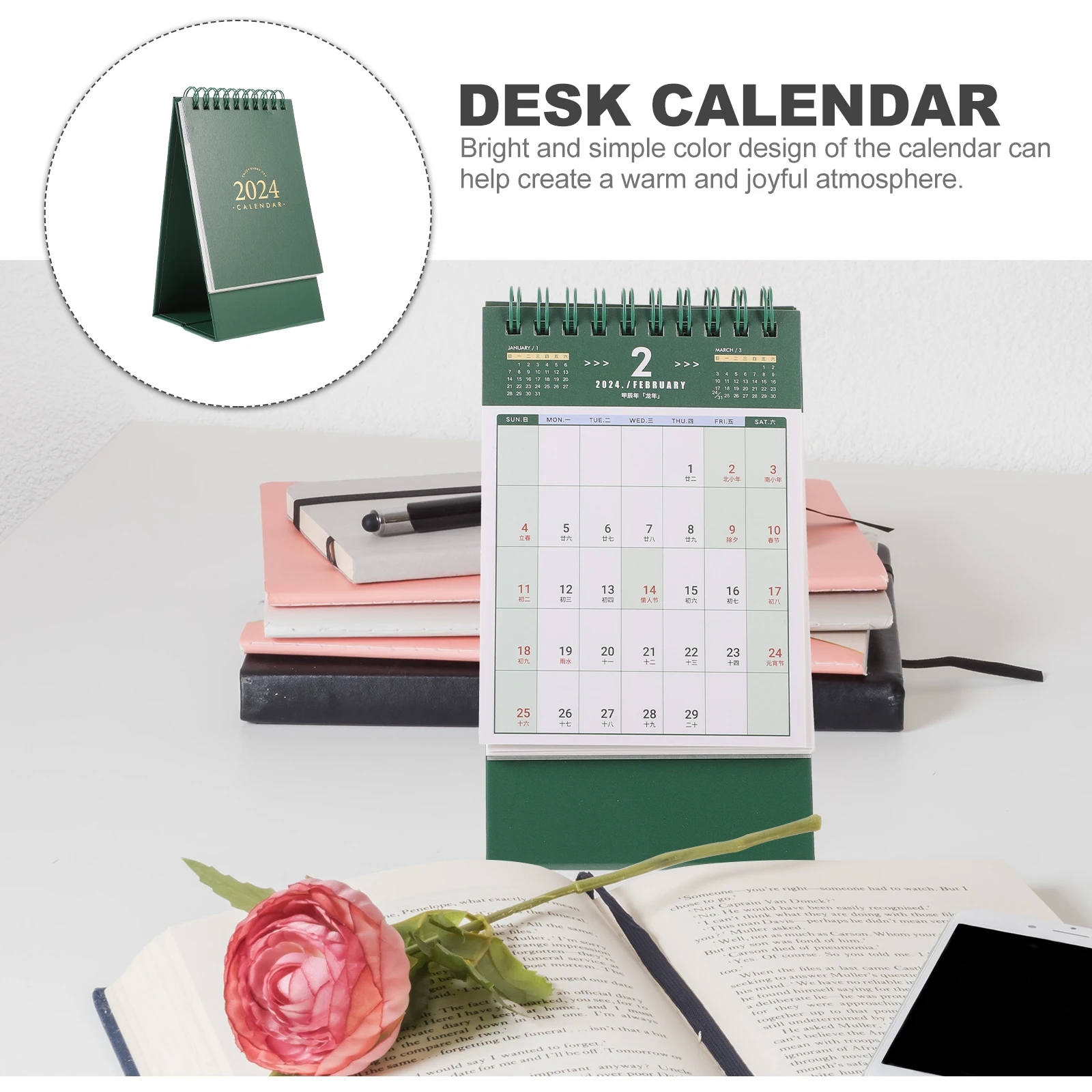 

Desk Calendar 2024 19x16.5x8cm Practical Design Month Week Daily Use St Table Decor Home Accessories Reminder