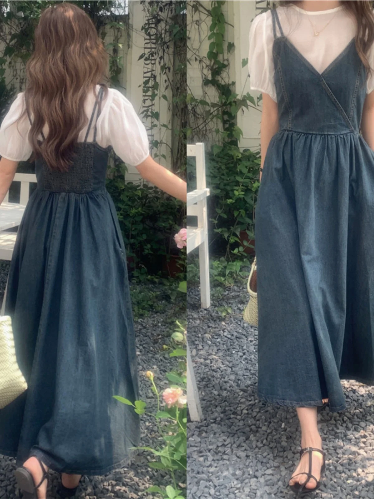 

Versatile round Ne ort Sve irt Women Summer 2023 Chic Base Layer irt Denim ter Dr Faionable Set