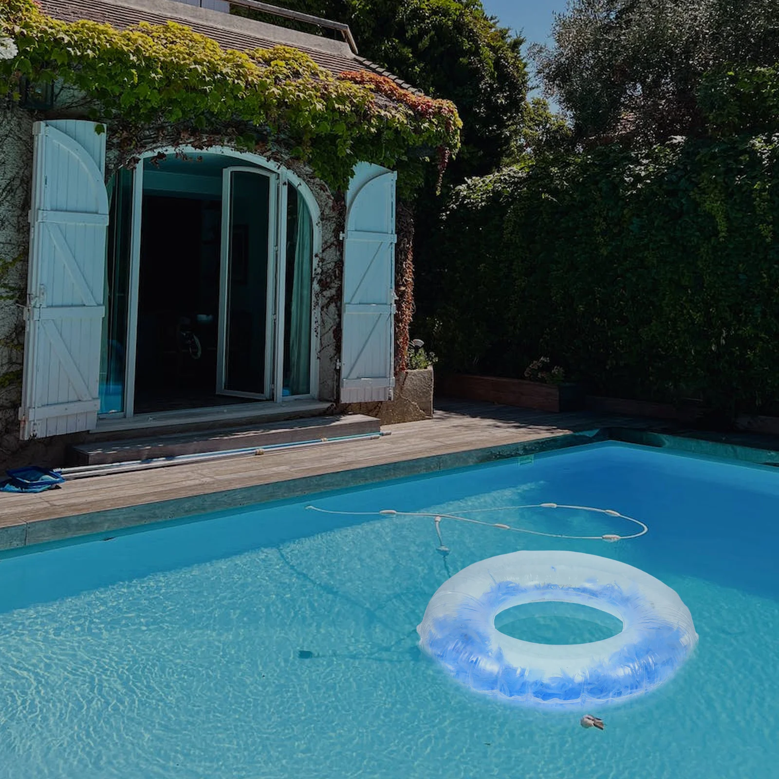 

PVC Inflatable Thickened Swim Ring 60cm Pattern Leak Proof Durable Floating Swimming Pool Supplies Relax Float