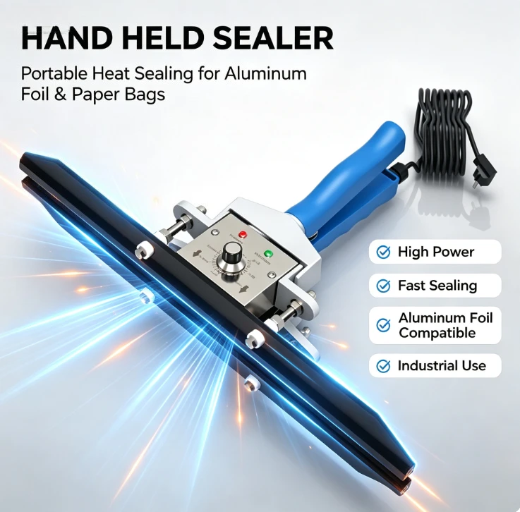 Hand Operated Sealing Machine Small Commercial Handheld High Power Heat Sealer For Aluminum Foil Kraft Paper Tea Mooncake Bags
