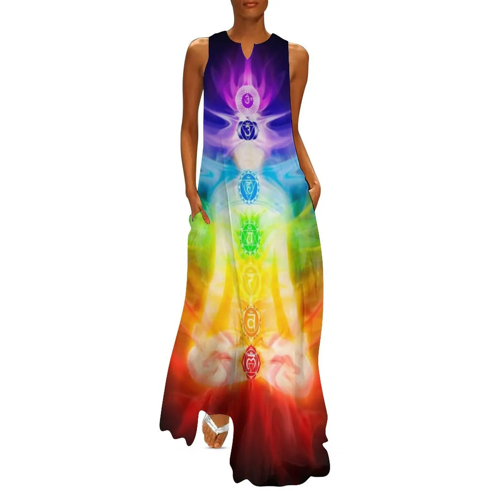 

Chakras and energy flow on human body art photo print Long Dress Elegant gown fairy dress Dress