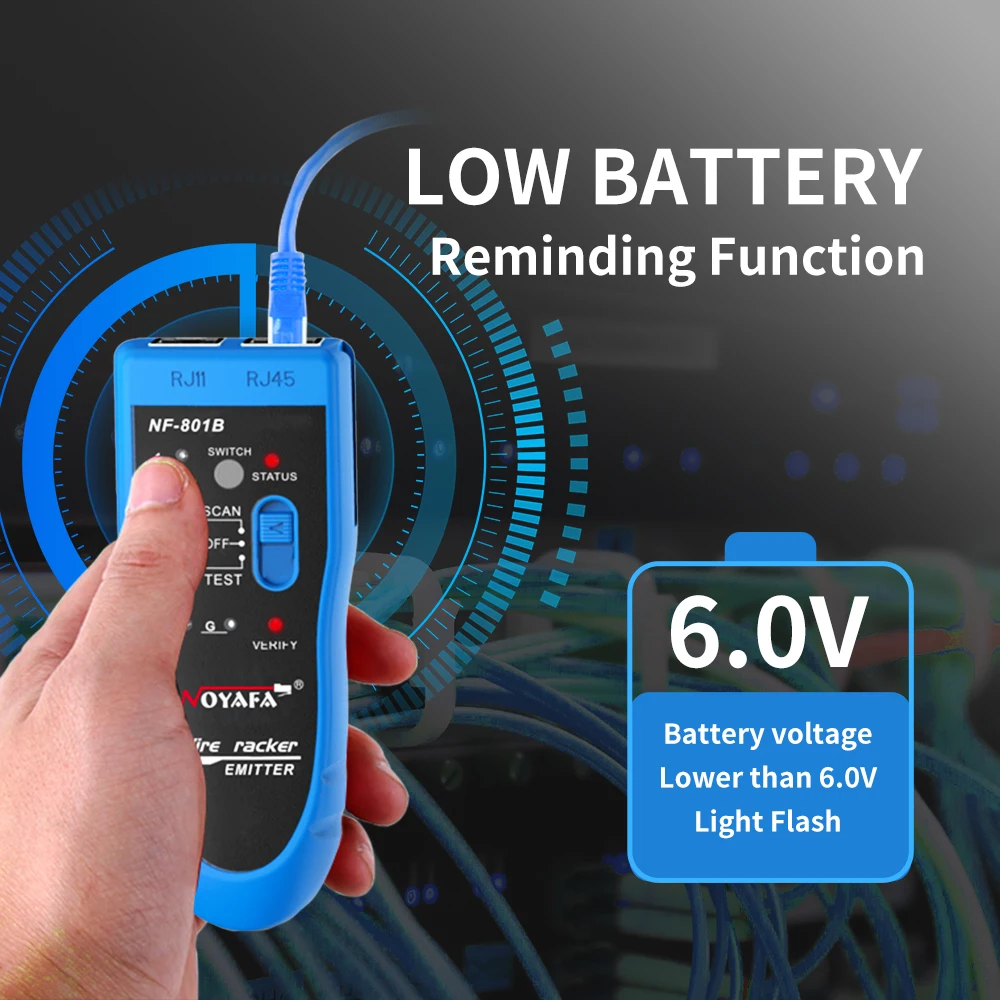 NOYAFA NF-801B Network Cable Tester Ethernet LAN Telephone Wire Tracer RJ45 RJ11 Line Finder with LED Lighting Withstand Voltage