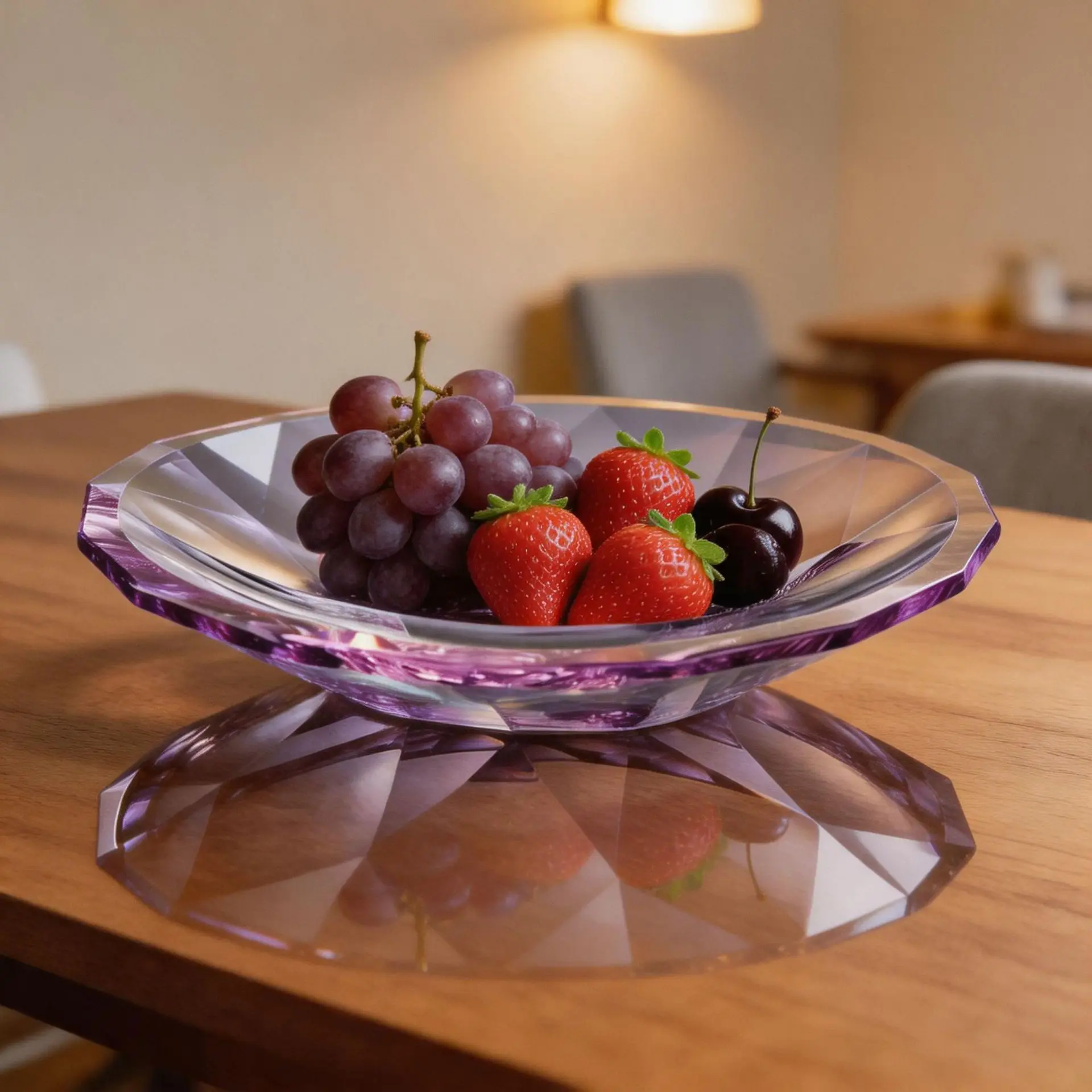 Light luxury K9 crystal glass fruit plate exquisite diamond surface high-end fruit plate living room tea table snacks candy