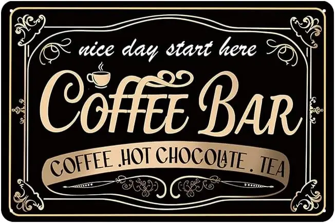 YOYI ART Coffee Bar Signs for Station - Coffee Hot Chocolate Tea Sign, Vintage Metal Sign for Cafe Bar, Kitchen Wall Decor Art A