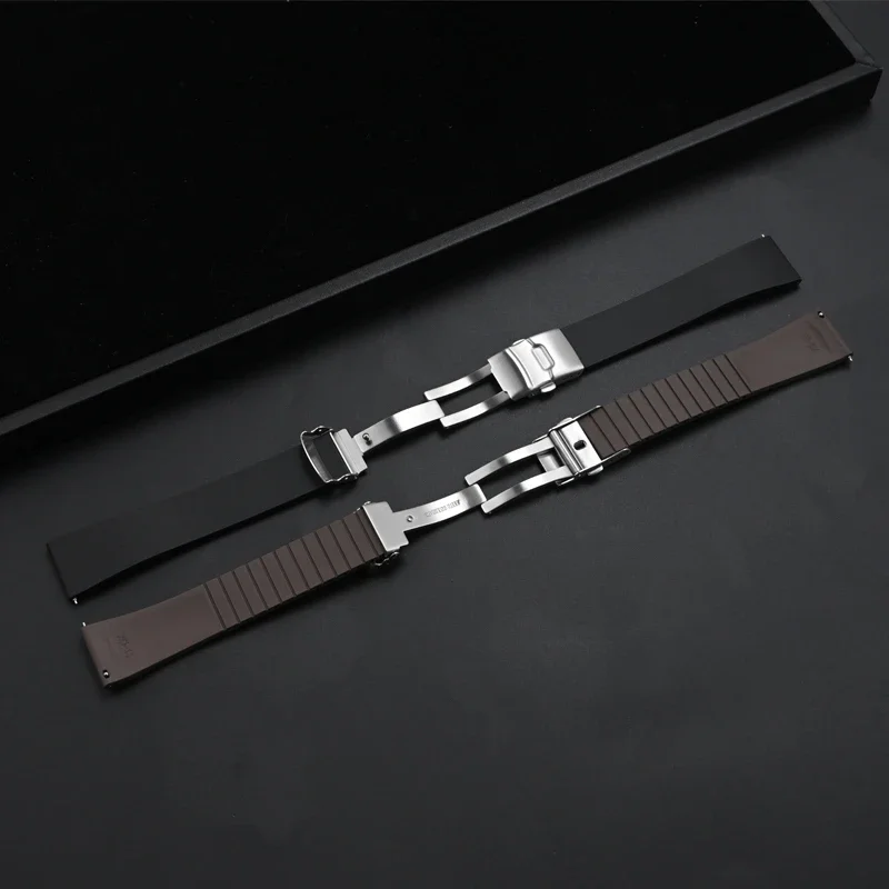 FKM Strap Fluoro Rubber Watch Band 18/19/20/21/22mm Universal Adjustable Quick Release Folding Buckle Bracelet for Men Women