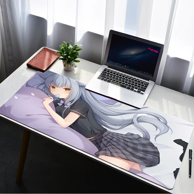 PC Computer Anime Girl Keyboard Laptop Mice Mouse Mat Mousepad Gaming Desk Pad Kawaii Blue Mats Cute Mouse Pad Mousepads Otaku