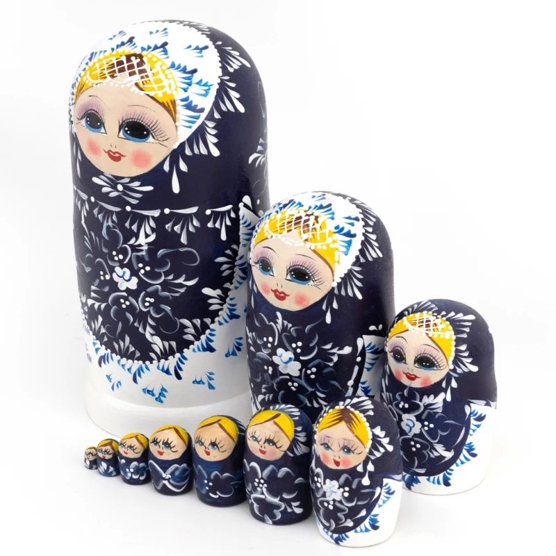 10 ชิ้นตุ๊กตาทำรังของรัสเซีย Handcraft ไม้ Matryoshka คลาสสิกสะสม Babushka ตุ๊กตารูปตุ๊กตาเด็กซ้อนของเล่น