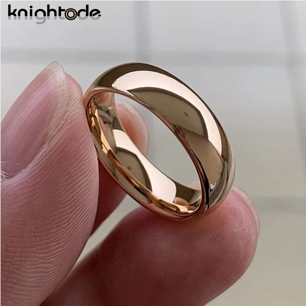 Classic Rose Gold Color Tungsten Wedding Ring For Women Men Carbide Engagement Band Dome Polished Finish Width 8mm 6mm