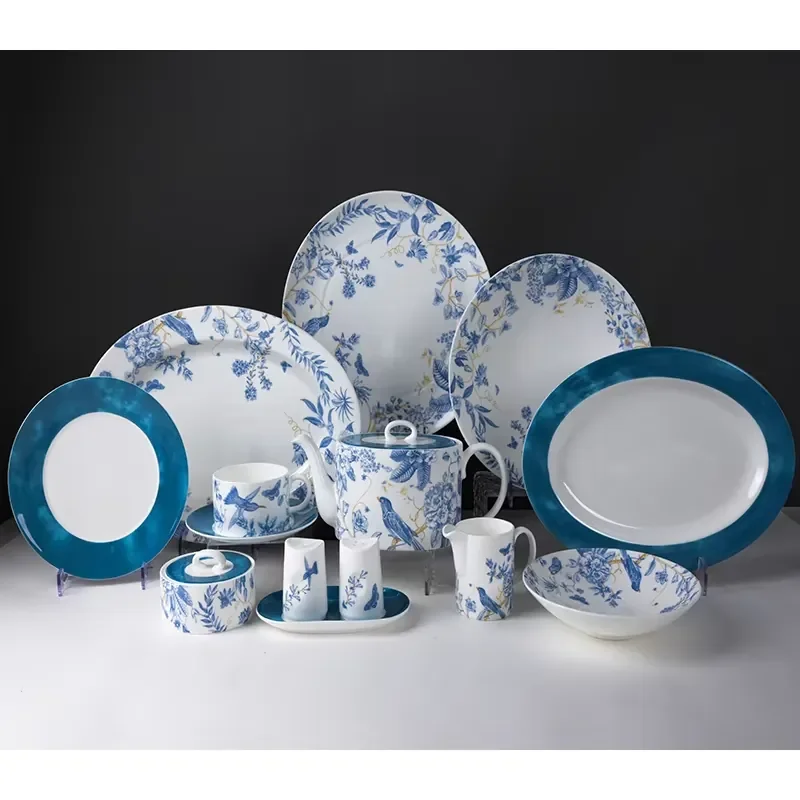 

Dinner Set China 48 Piece Hotel Plates Sets Dinnerware Ceramic Dinner Dishes Custom logo Porcelain Plates for Bulk