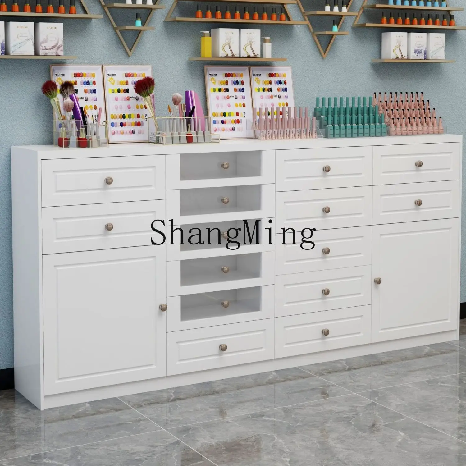 

Напольный/настенный шкаф-витрина CL для хранения лаков и гель-лаков, органайзер для маникюрного салона