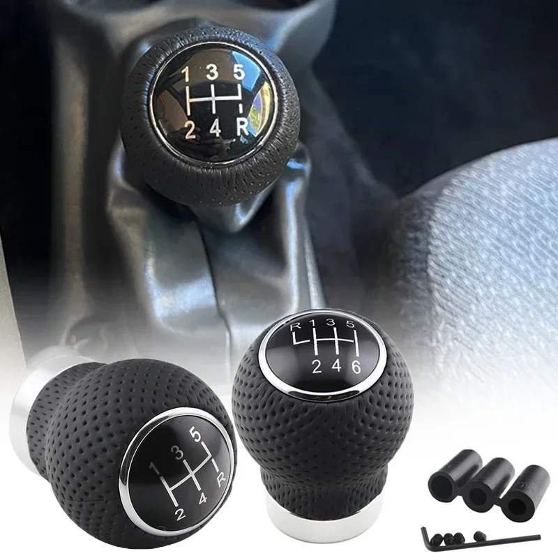 5/6 Speed Universal PU Leather Gear Shift Knob Manual Car Gear Stick Head Shift Replacement Knob Modified Shift Head