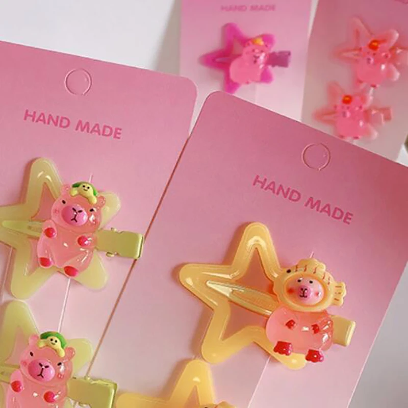 2 قطعة اكسسوارات ذاتية الصنع جديد ملون كابيبالا ستار BB مقاطع الشعر النساء الفتيات الاطفال لطيف المشابك الجانبية قبضة الشعر ستار دبوس الشعر