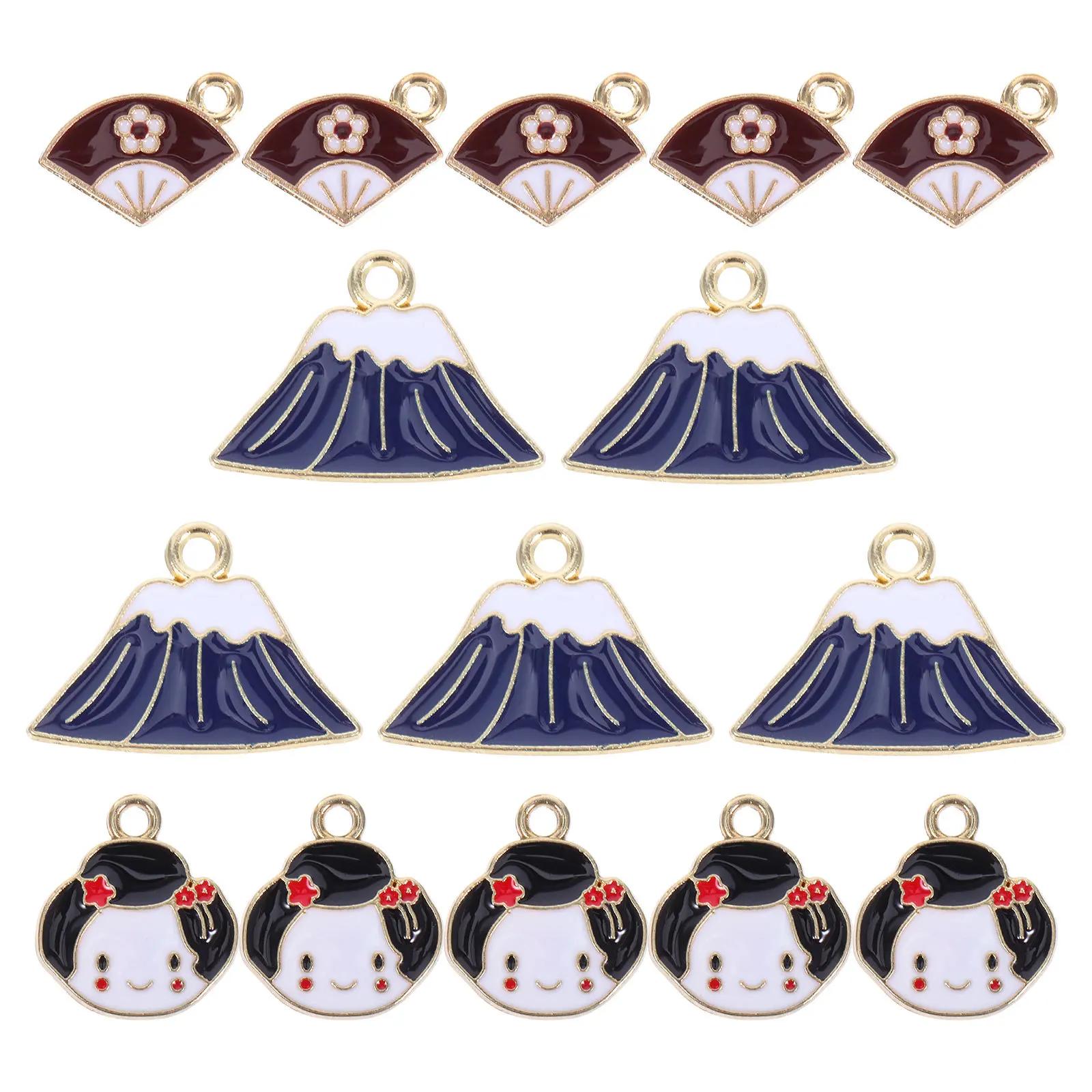 

15Pcs Japanese Inspired Alloy Dangle Pendants Fan Motif Charms for Necklace Bracelet Earring Making DIY Craft Projects Decor