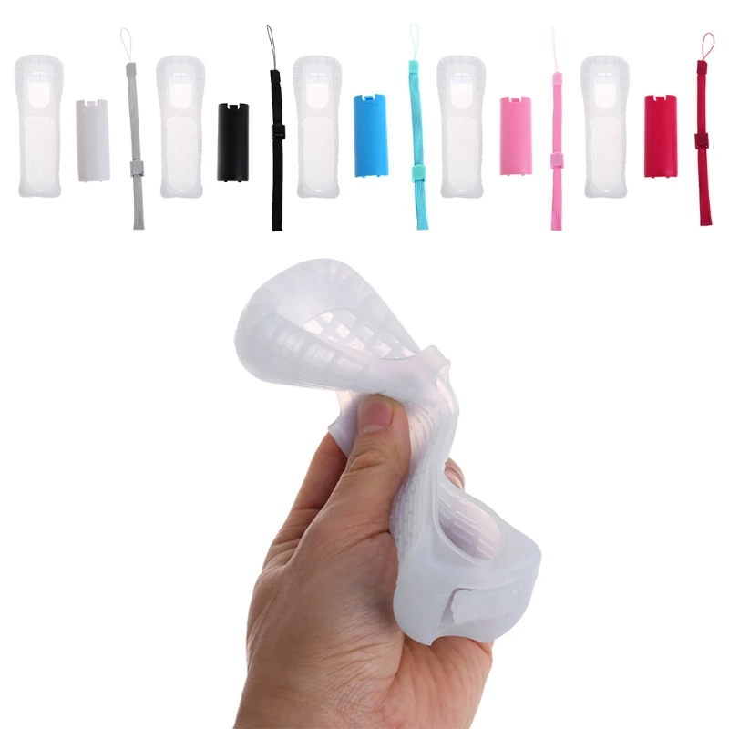 for Wii Silicone for Case Cover with Hand Strap for Wii Remote Controller