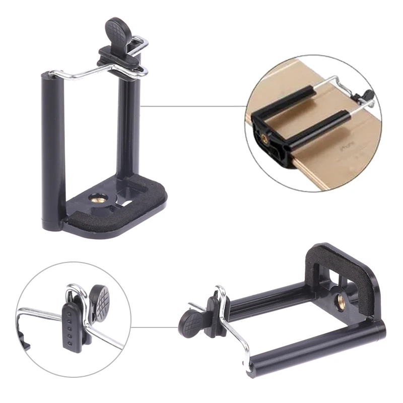 Soporte Universal extensible para teléfono, color negro, con tuerca de 1/4 pulgadas, agujero para tornillo, palo de Selfie, accesorios de Clip para teléfono y cámara, 1 ud.