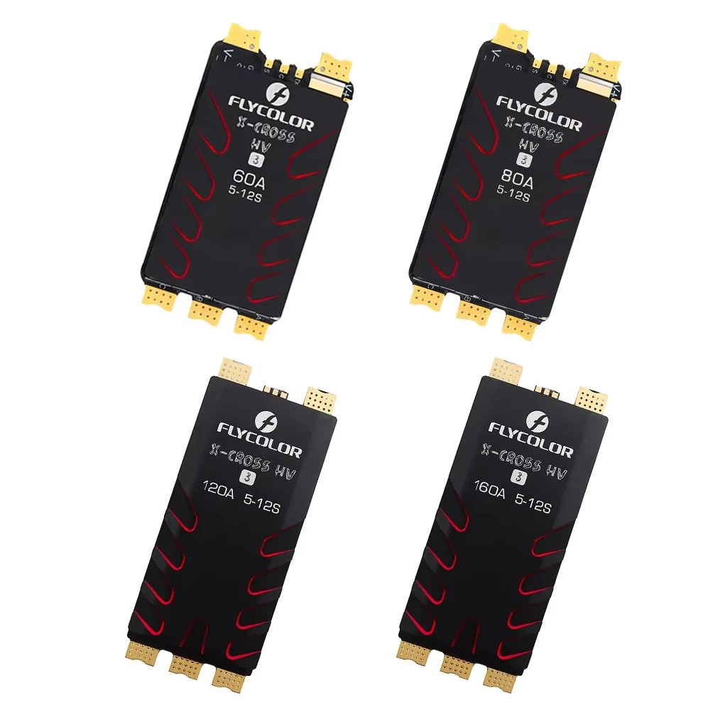 

FLYCOLOR X-cross HV3 5-12S 60A 80A 120A 160A Electronic Speed Controller Brushless ESC BLHeli-32 Dshot Proshot 64MHz 32-Bit