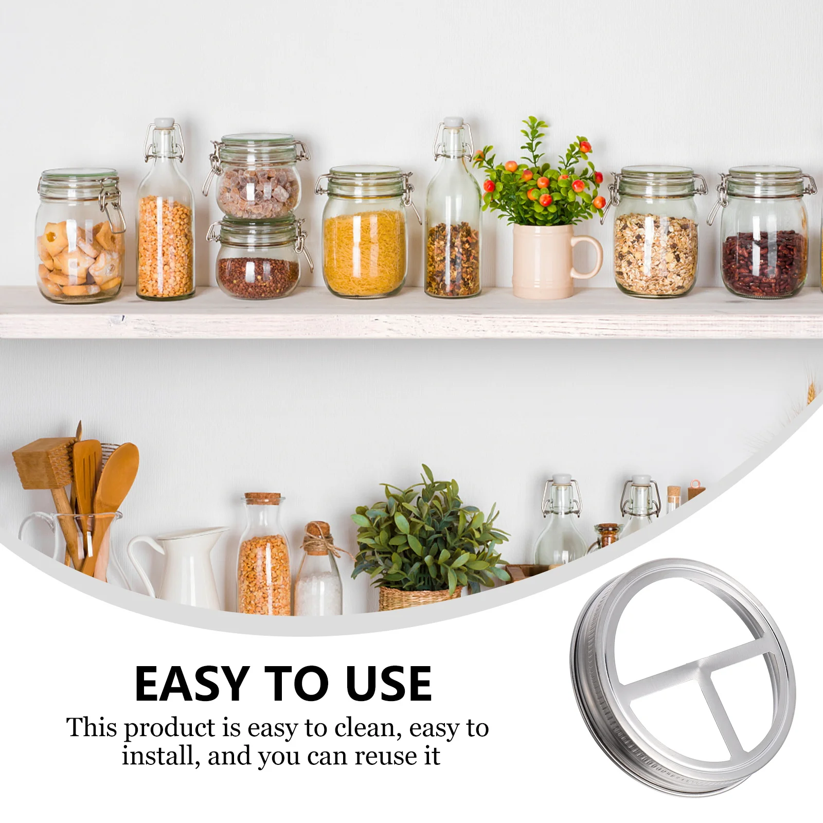 

4pcs Mason Jar Lids Stainless Steel Wide Mouth Toothbrush Cup Bands Reusable Food Storage Split Type Cover Kitchen Bar