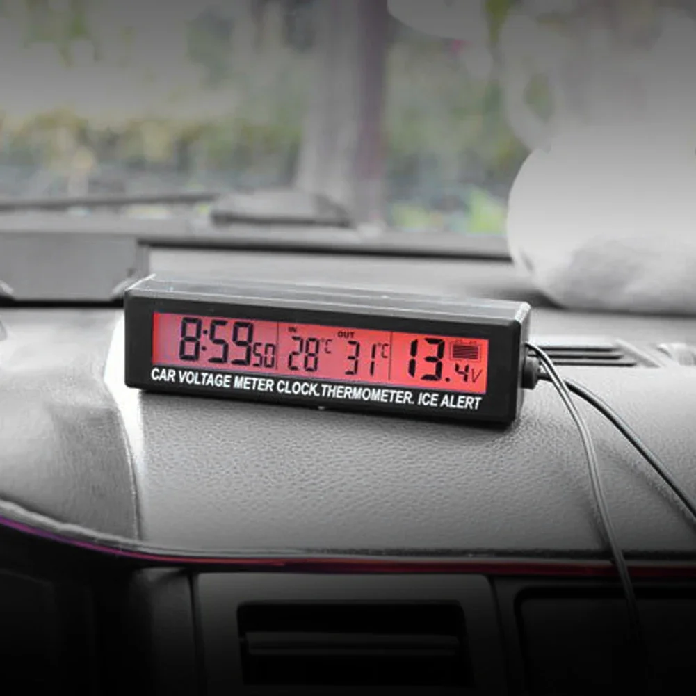 EC88 Digital Auto Car Thermometer Voltmeter Display Clock Digital Clock 3 In 1 Monitor Cigarette Socket Electric Devices for Car