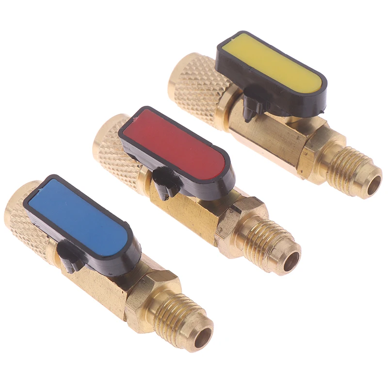 1/4" Male to 1/4" Female SAE Straight Ball Valve AC Charging For R22 Refrigerant