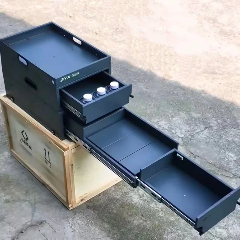 Box Car Trunk Telescopic Stainless Camping Kitchen Storage Box Overland Slide-out Kithcen  Steel Kitchen Box Trunk Organizer
