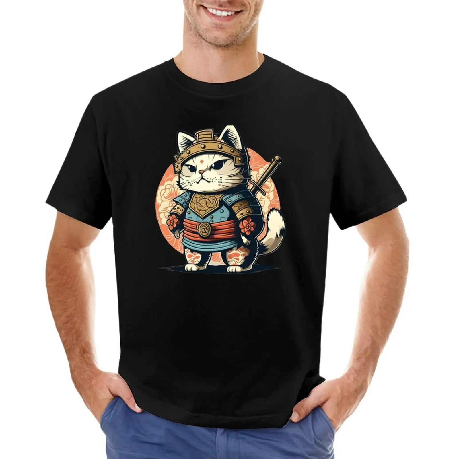 

Samurai Warrior Cat T-Shirt custom t shirts hippie clothes mens big and tall t shirts