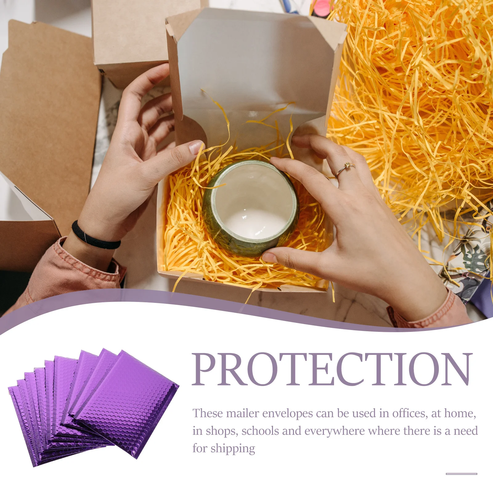 10Pcs Professional Bubble Mailers Multi-Function Self Seal Padded Shipping Envelopes Protective Bags Purple Bubble Mailers