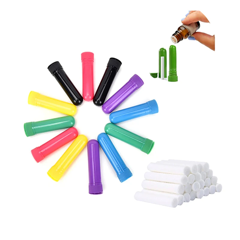 

Пустые пластиковые тубы для назальных ингаляторов с хлопковыми фитилями, сменные стержни для ингаляторов для эфирных масел, контейнеры для ароматерапии