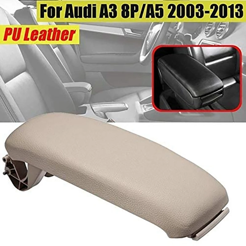 Beige Leather Suture Console Armrest Lid Cover For- A3 8P 2003-2012 Center Console Cover Lid 8P0864245P