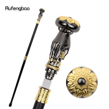 Golden Black Hand Hold ดอกไม้ Handle Walking Stick ซ่อนแผ่นป้องกันตัวเองแฟชั่น Cane แผ่นคอสเพลย์ Crosier Stick 93 ซม
