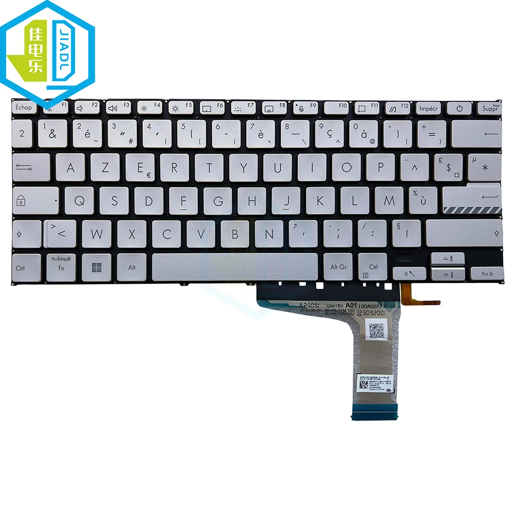 

FR LA US SP Silver Black Backlight Keyboard For ASUS Vivobook X1402ZA X1404 X1405 X1403 Laptop Backlit Keyboards silver keycaps