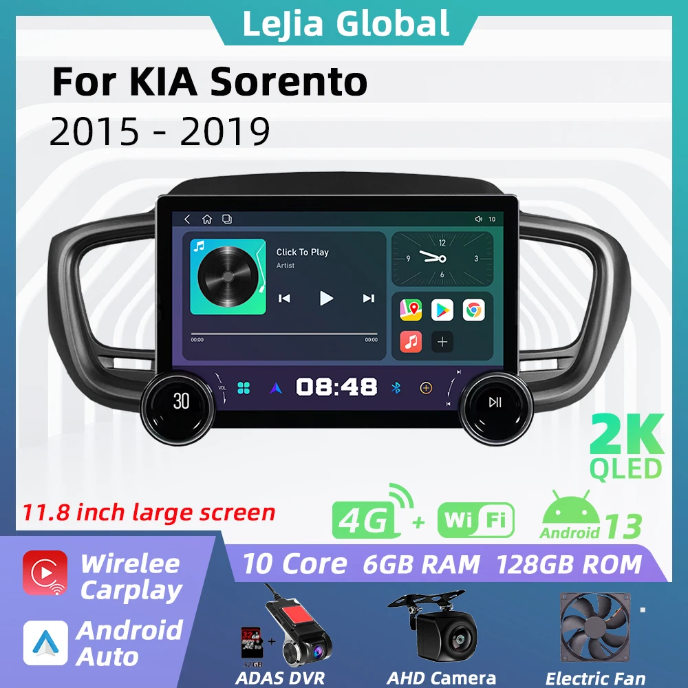 

Автомагнитола 2 Din, Android, 11,8 дюйма, для KIA Sorento 2015-2019, навигация, стерео, мультимедийный плеер, Авторадио Carplay, 4G, Wi-Fi плеер