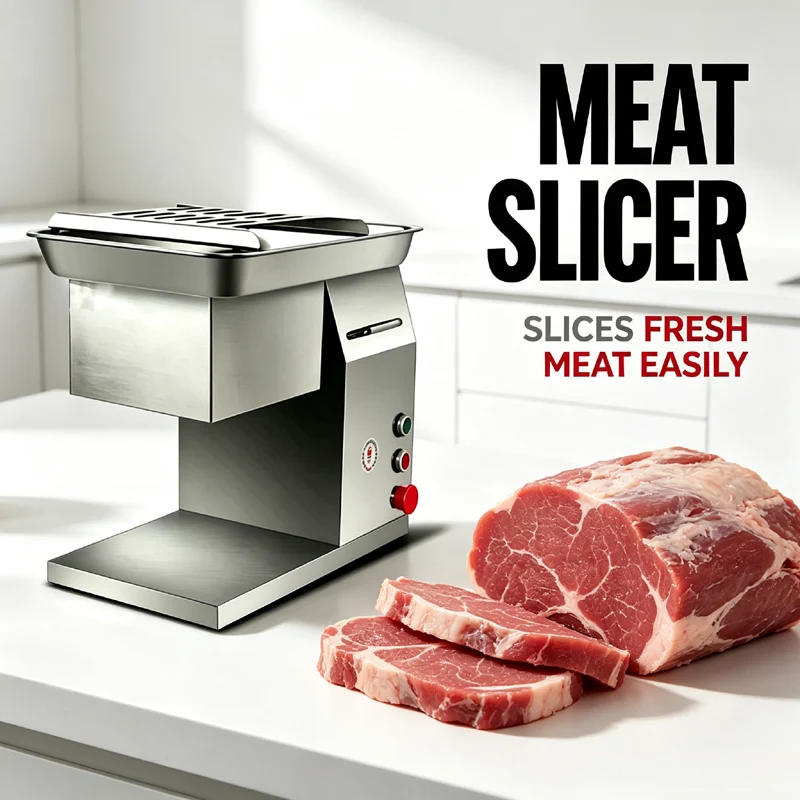 Automatic Fresh Meat Slicing Machine For Pork Beef Fish Chicken Breast Equipped With Lid Open Auto Cut‑Off Meat Slicer