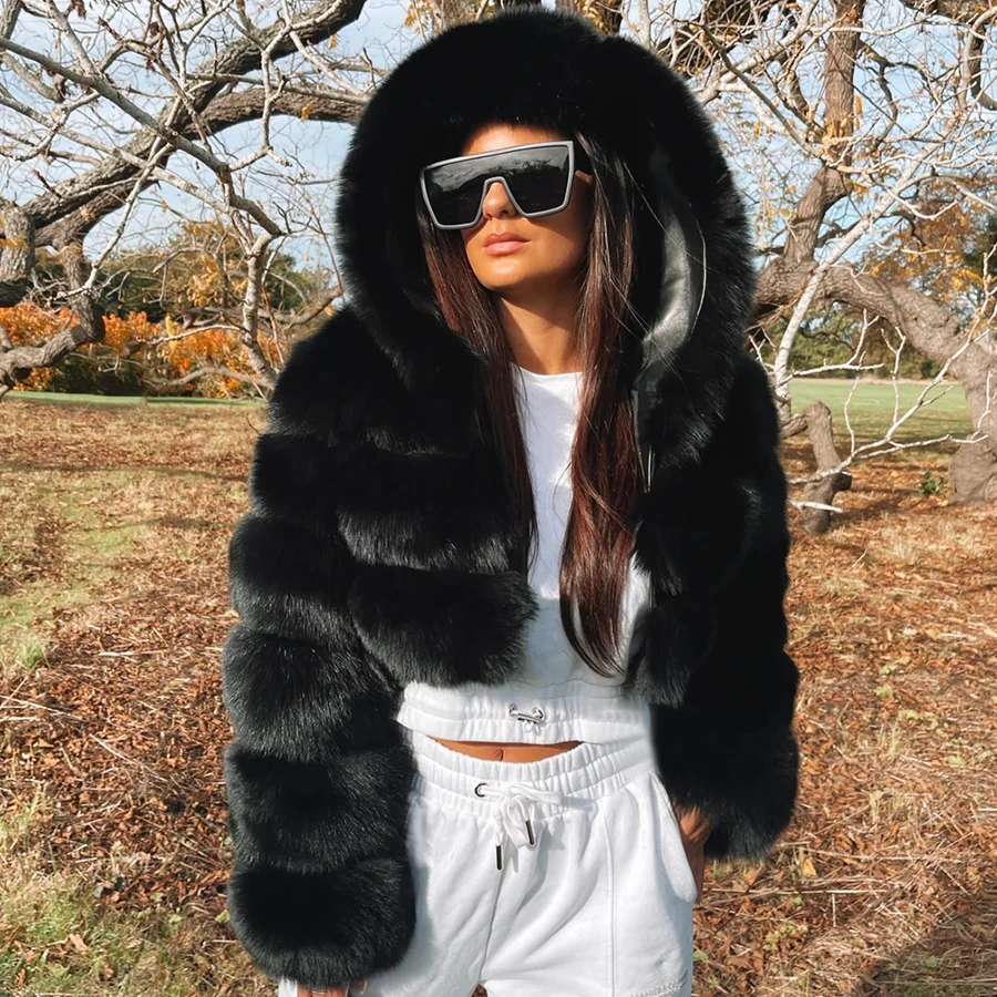 Genuine Fox Fur Jacket Women Real Fur Jacket Winter Hooded Fur Jacket Warm Luxury New Arrival