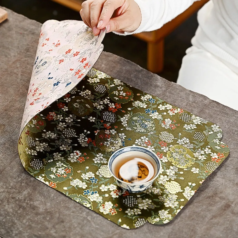 Coaster Retro Fabric Tablecloth Double Sided Chinese Style Insulating Mat Soft Elegant Tea Banquet Hotel