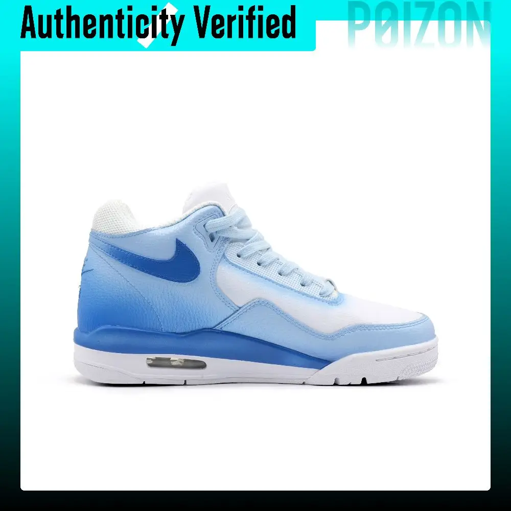 Nike Flight Legacy Winter Snow Scene Abrasion Resistant Mid top Vintage Basketball Shoes Unisex Blue White BQ4212-101(Team691-)