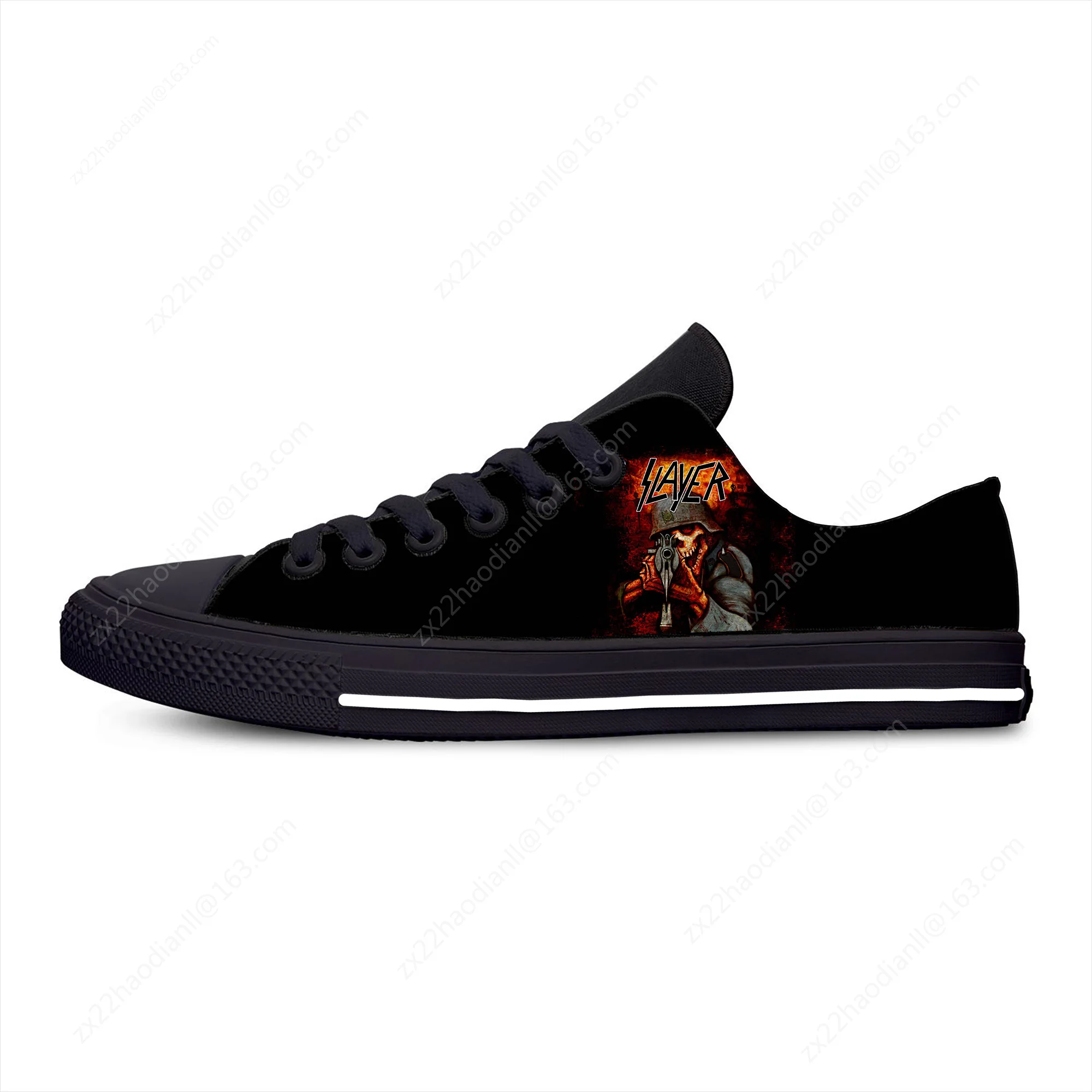 Slayer Heavy Metal Rock Band Music Fashion Funny Casual Cloth Shoes Low Top Lightweight Breathable 3D Printed Men women Sneakers