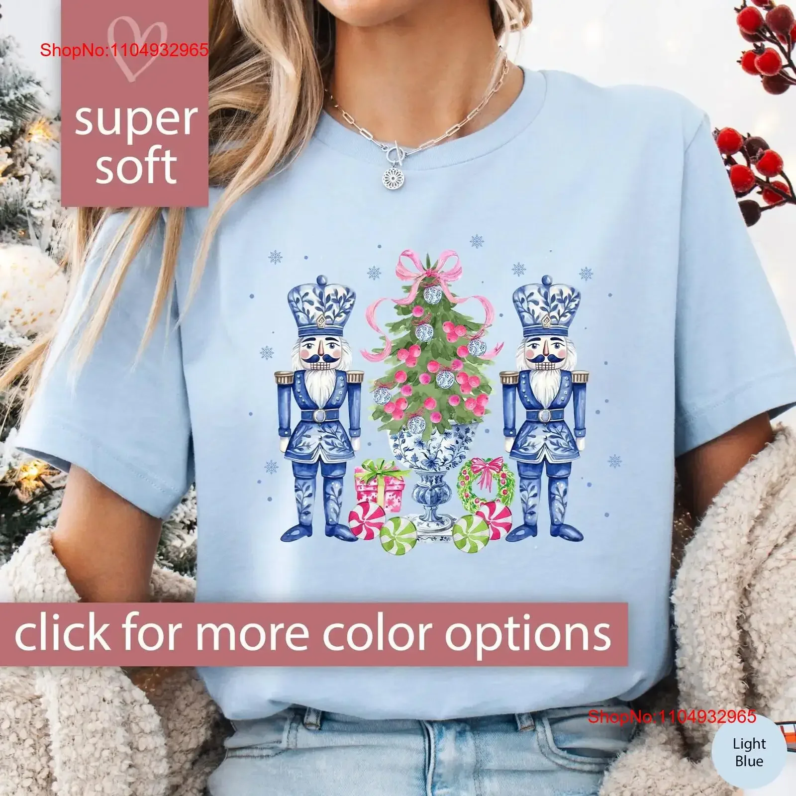 

Nutcracker Christmas T Shirt Chinoiserie for Women Cute Her Xmas vintage Washed Breathable homme Slightly Stylish fashion