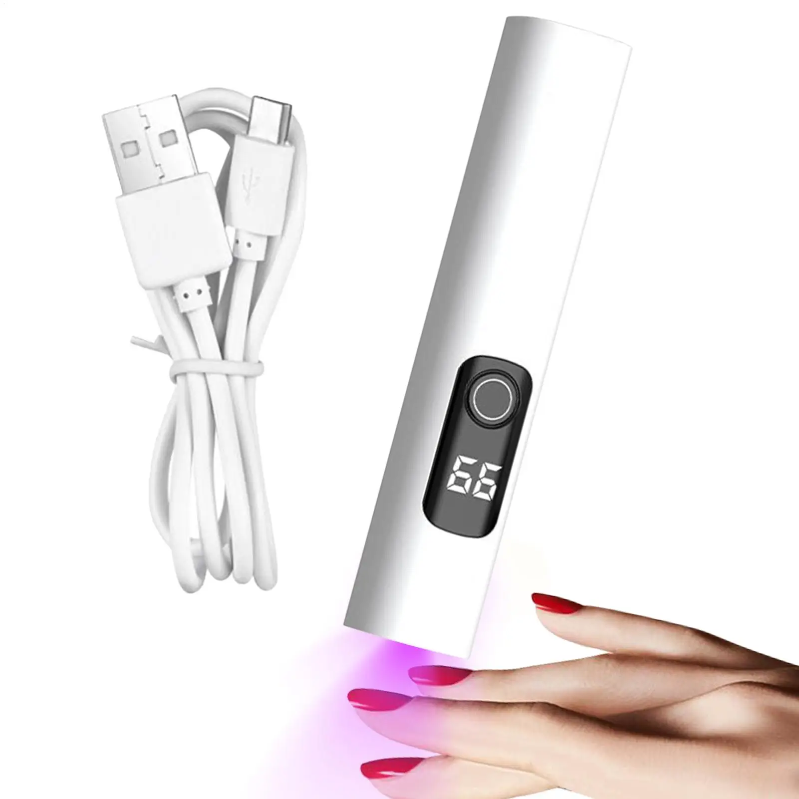 

Mini UV Light For Nails USB Rechargeable Fingernail Lamp Digital Display LED Nail Light With 2 Timing Modes For Manicure