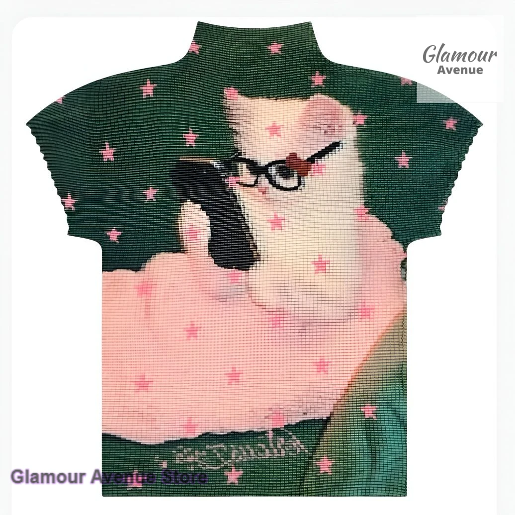 Camiseta retro de estilo americano con cuello medio alto y manga corta para mujer, ropa de verano a la moda, tops ajustados y versátiles estilo sweet spice girl