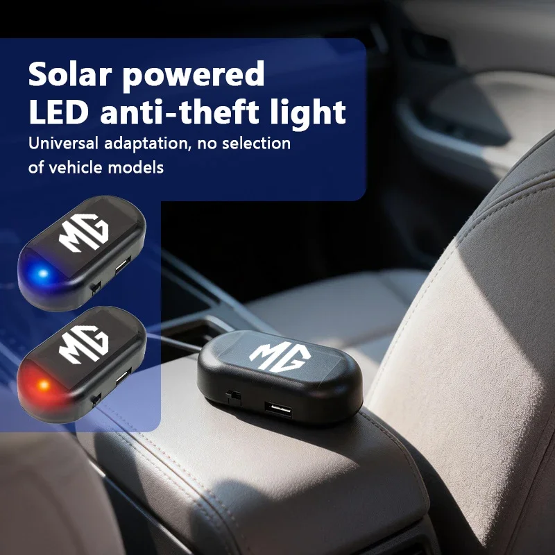 Solar Powered LED Flashing Anti-theft Warning Light For MG ZS GS 3 5 6 7 Gundam 350 TF Hector HS Wireless Dummy Security Lamp